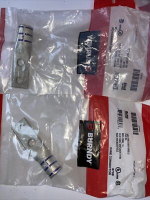 BURNDY YAV28L2NT38FX TwoHoleLugCmprsnConn,STD,Purple,15 for 4/0 wire Lot Of 2