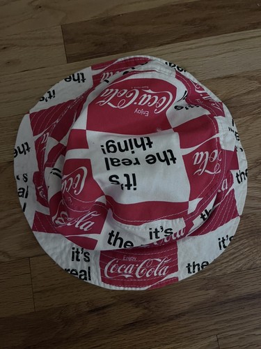 Coca-Cola Its The Real Thing Bucket Hat Reversible White Coke