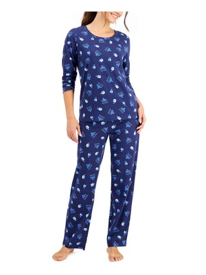 

FAMILY PJs Мужская темно-синяя футболка Ханука Топ Прямые брюки Пижамы, Navy
