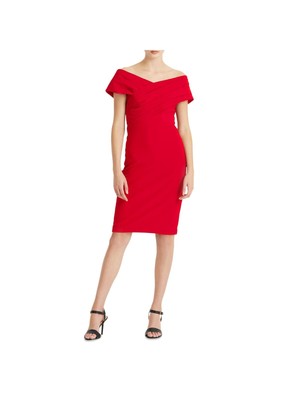 

LAUREN RALPH LAUREN Женское платье свободного кроя без рукавов с красной подкладкой длиной выше колена, Красный