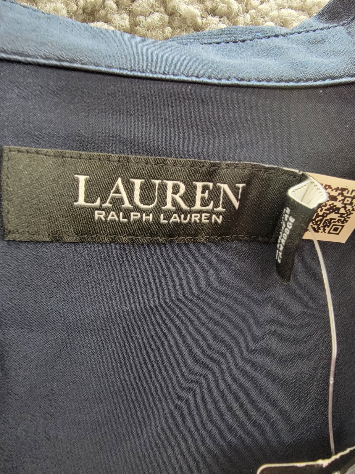 Lauren Ralph Lauren Crepe Shirtdress Women's 10 Navy Collared Side Zip Closure - Picture 9 of 19