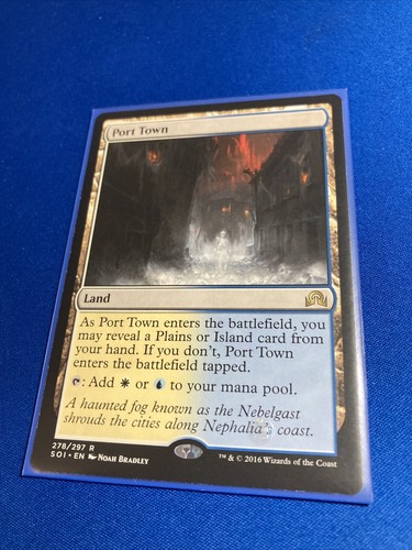 Port Town 1x FOIL SOI MTG Shadows Over Innistrad Rare MINT white blue land Port Town 1x FOIL SOI MTG Shadows Over Innistrad Rare MINT white blue land