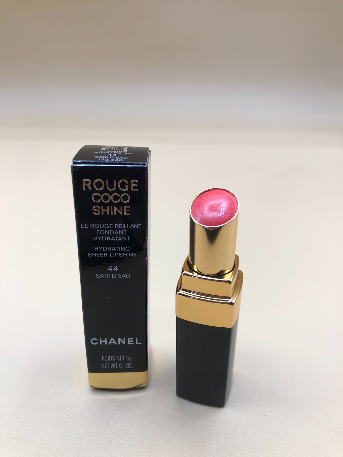 Chanel Rouge Coco Shine Lipstick #44 SARI D'EAU 0.1oz/3g New