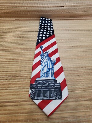 CISSA Statue of Liberty American Flag 100% Polyester Neck Tie USA 