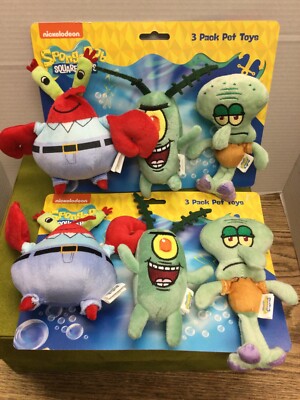 Lot of 6 NIKELODEON SPONGE BOB SQUARE PANTS Plush 6'' Plush Squeaky DOG TOYS NWT