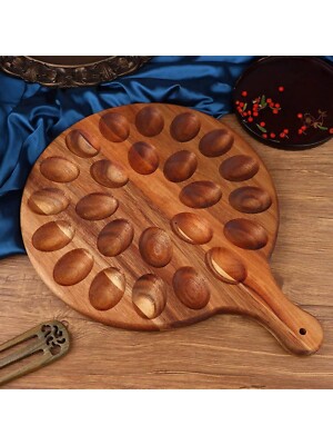 24-Hole Acacia Wood Deviled Egg Tray & Charcuterie Board - Cheese & Cutting Boar