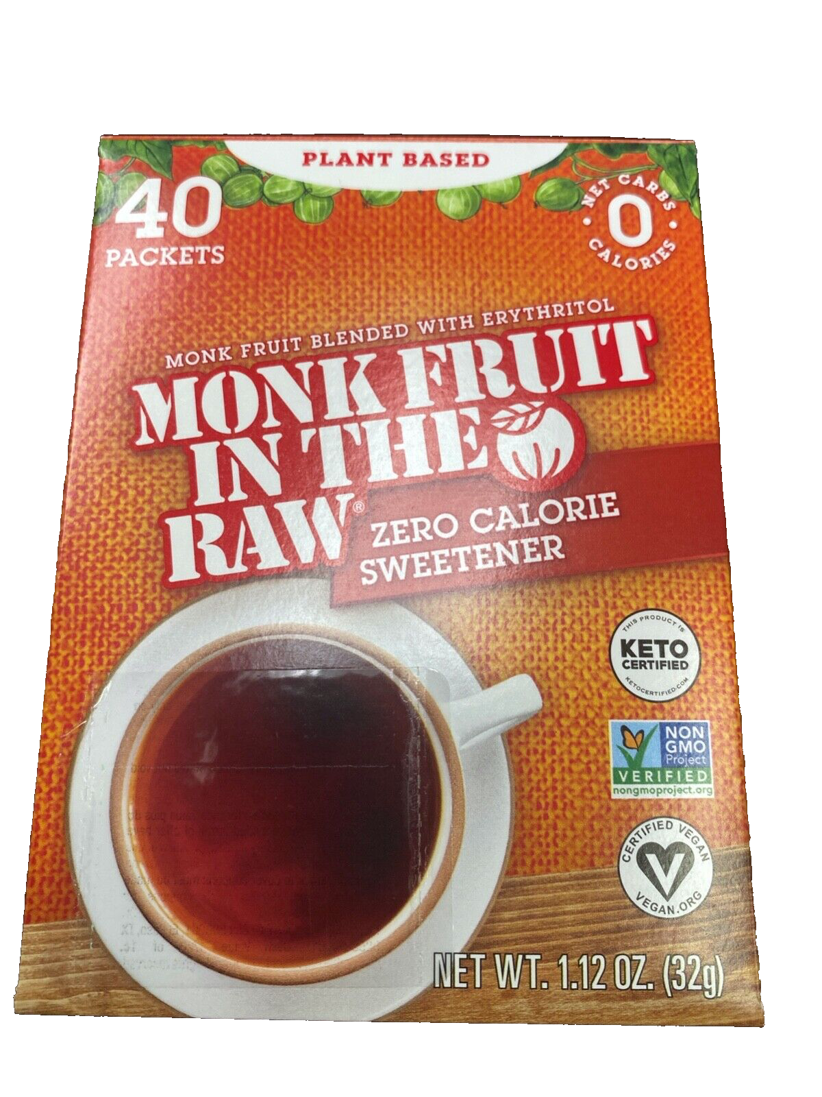 Monk Fruit In The Raw Zero Calorie Sweetener Packets  -40 ct 2/2025