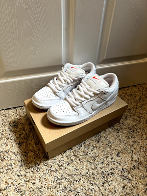 Nike SB Dunk Low Pro ISO Orange Label Triple White Size 8 Brand New FJ1674-100