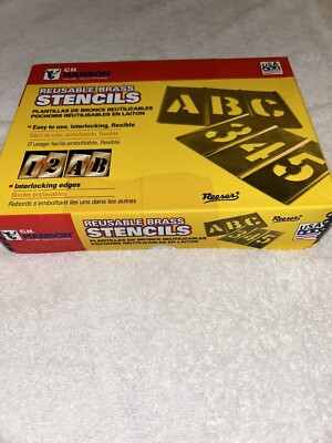 C.H. Hanson 10156 Brass Interlocking Stencil Letters Numbers Set 6'' 82pc  NIB GL