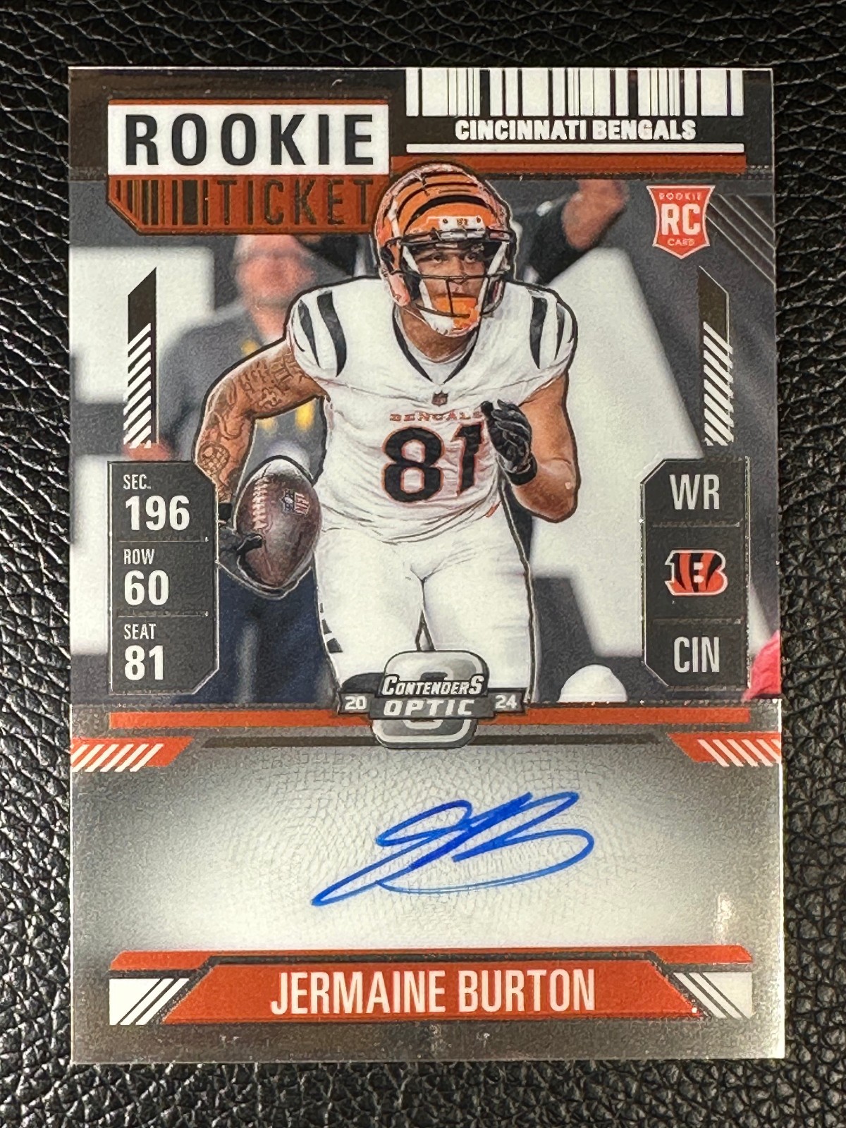 2024 Panini Contenders Optic Rookie Ticket #135 Jermaine Burton Auto RC Rookie