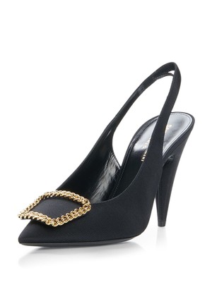 

SAINT LAURENT Женские черные слипоны с цепочкой St. Sulpice Slingback, Черный, 64178014Q00