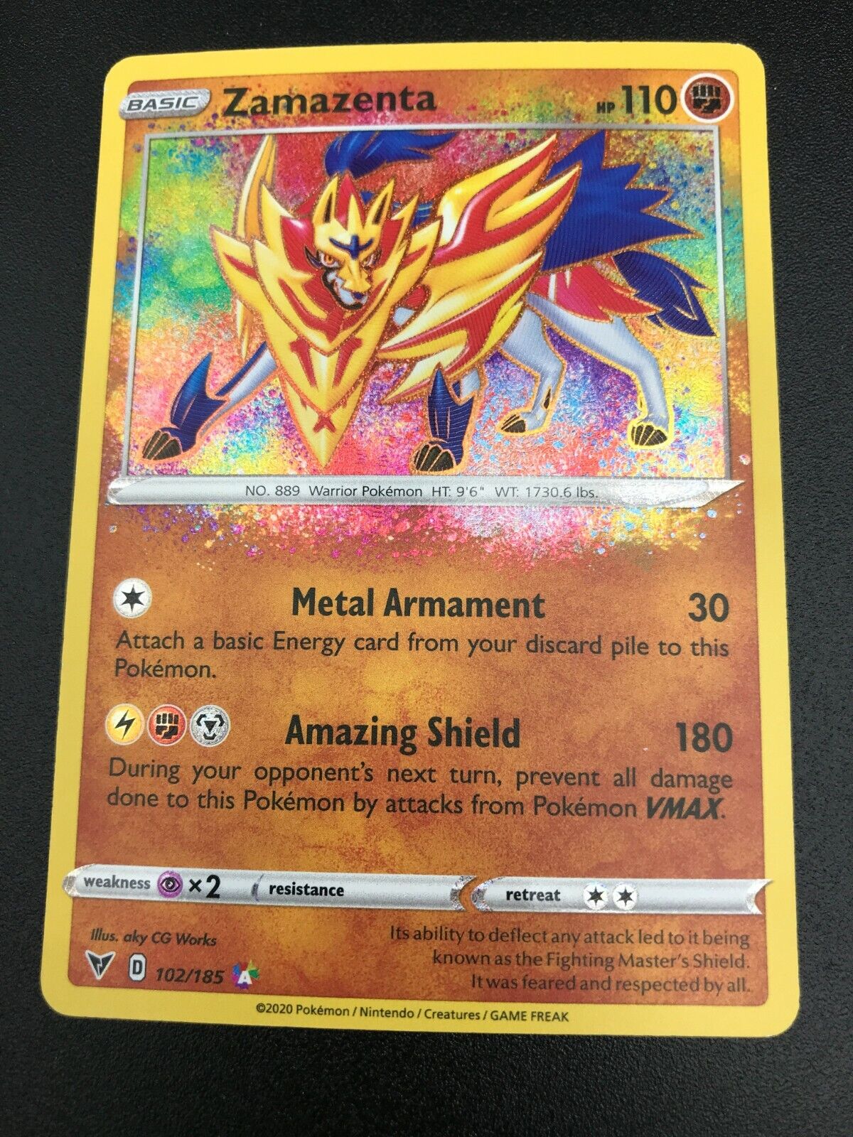 Zamazenta AMAZING RARE 102/185 Pokemon SWSH Vivid Voltage NM Zamazenta AMAZING RARE 102/185 Pokemon SWSH Vivid Voltage NM