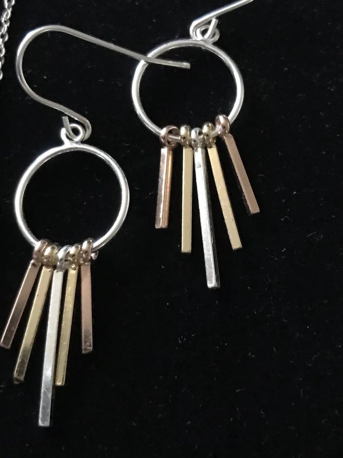 STERLING SILVER TRI COLOR JCM JEWELRY LOT NECKLACE AND EARRINGS 18