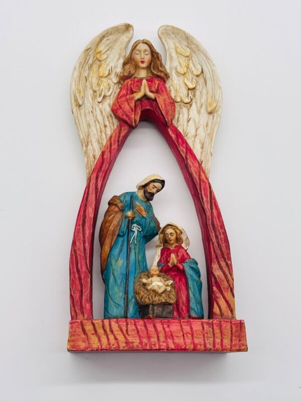 Christmas Angel Resin Nativity Scene Shelf Mantle Decoration Holiday Holy Family