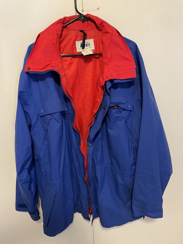 Vintage REI Goretex Waterproof Jacket Hood Hiking Rain 90s