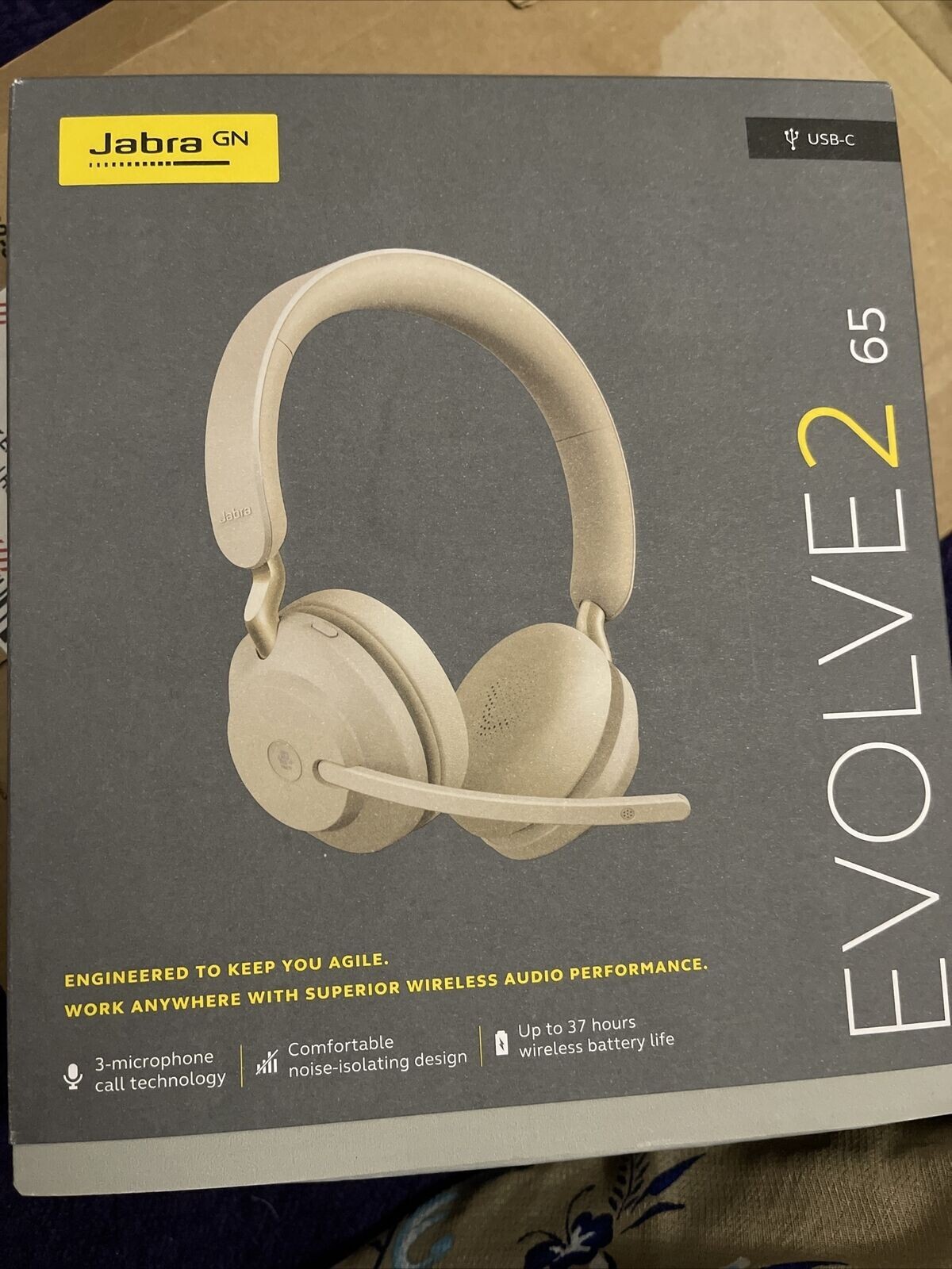 Jabra Evolve2 65 USB-C MS Stereo - Beige Wireless Headset Jabra Evolve2 65 USB-C MS Stereo - Beige Wireless Headset