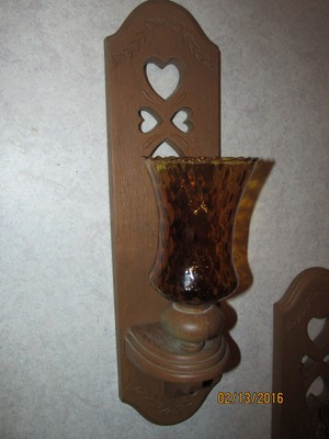 4-Pc. Burwood Candle Sconce-2766 Faux Wood Resin With Gold Votives