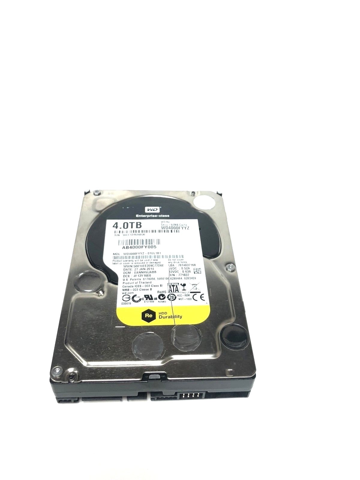 Western Digital 4TB 3.5 Inch SATA III 7200 RPM 64 MB Cache