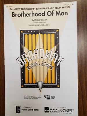 **LOT OF 15**  BROTHERHOOD OF MAN - Loesser - Hal Leonard - 2-part Choral Octavo