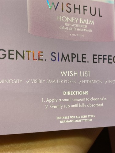 WISHFUL Honey Balm Jelly Moisturizer Gel Cream Sample Pods 2 x 0.22oz New