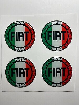 Set of 4 pcs Fiat Center Wheel Cap Stickers Decal Rims Emblem Logo Gas Tank