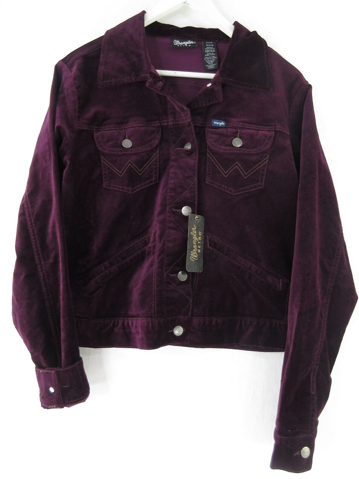 Wrangler Trucker Jacket Womens M Purple Velvet Western Plush Wrangler Trucker Jacket Womens M Purple Velvet Western Plush