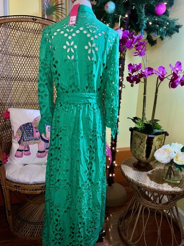 Pre-owned Lilly Pulitzer Amrita Eyelet Midi Dress Spearmint Soiree $348 Size 10,14 In Green