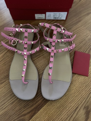パンプス VALENTINO GARAVANI Antiqued Pink Leather Rockstud Slippers Valentino Garavani Leather Rockstud Sandals Pink Size 6.5 | eBay