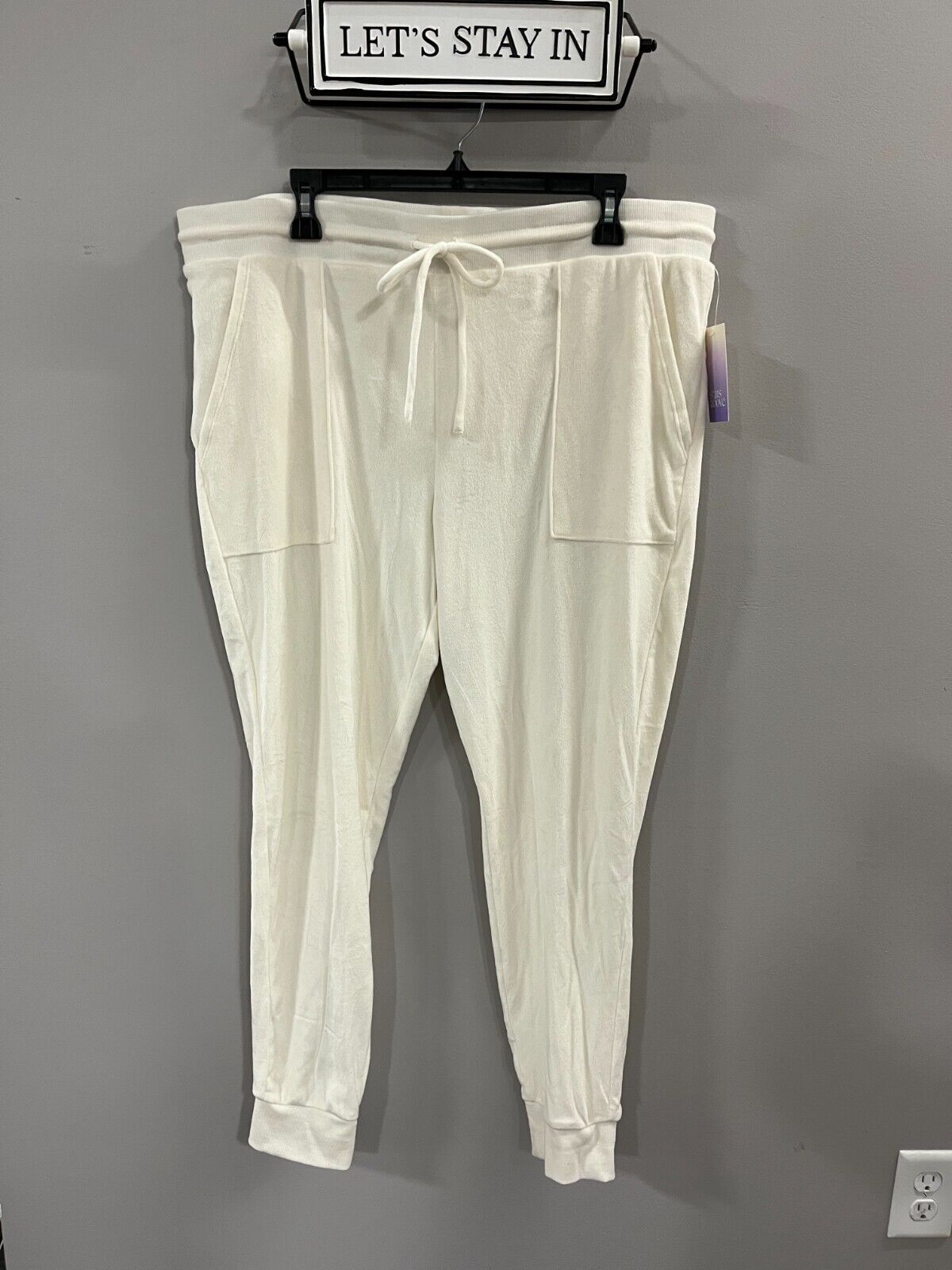 Stars Above Womens Soft Fleece Lounge Jogger Pants Off White Size XXL eBay