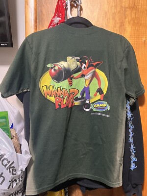 Crash Bandicoot Cortex Vortex Licensed 1999 Vintage T-Shirt Y2K Promo Size Small