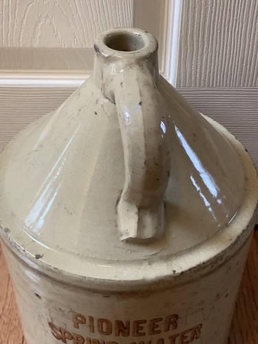 Antique PIONEER SPRING WATER Advertising Stoneware Glazed Jug