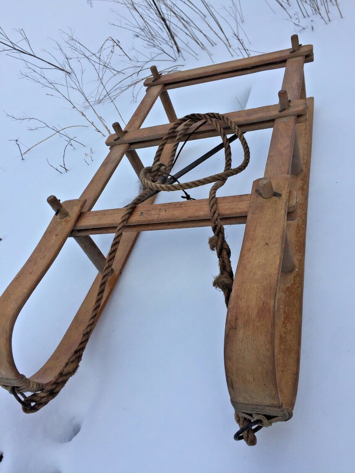 Vintage wooden folding trappers/ ice fishing sled