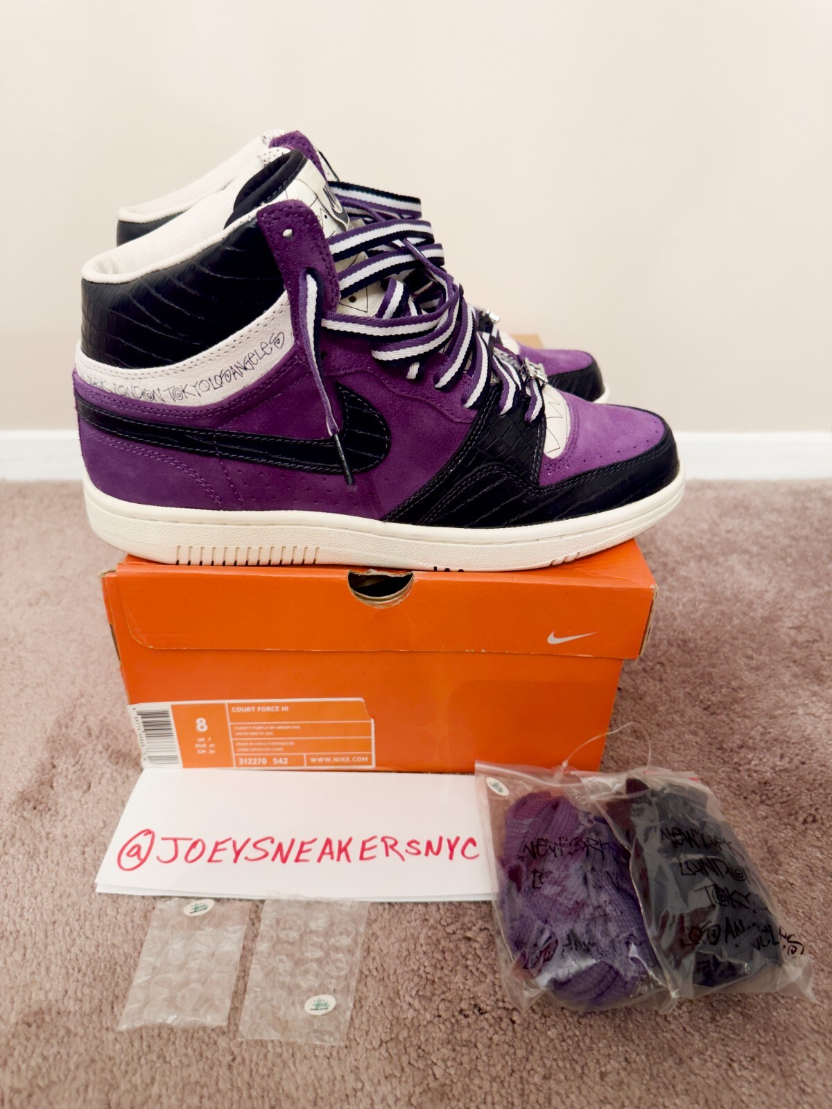 Nike Court Force x Stussy sz 8 Men Purple 312270-542 Rare Nike Court Force x Stussy sz 8 Men Purple 312270-542 Rare