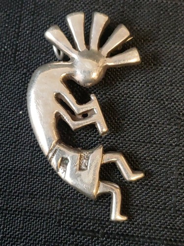 Keyonnie Begay Navajo Signed KB Sterling Silver Kokopelli Pin Brooch Pendant Vtg