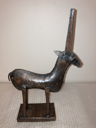 Vintage Gazelle Metal Sculpture Made in India 15-1/2” Tall