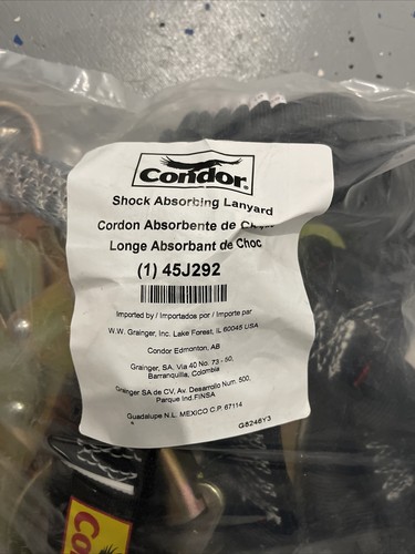 Condor 45J292 Shock Absorbing Dual Lanyard, 6 Ft. 425 Lb