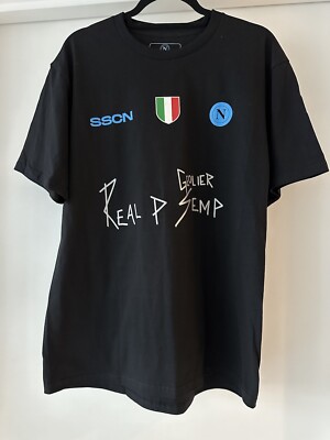 SSC Napoli x Geolier Sanremo Black XL Shirt Authentic Maradona Rhythm + Flow