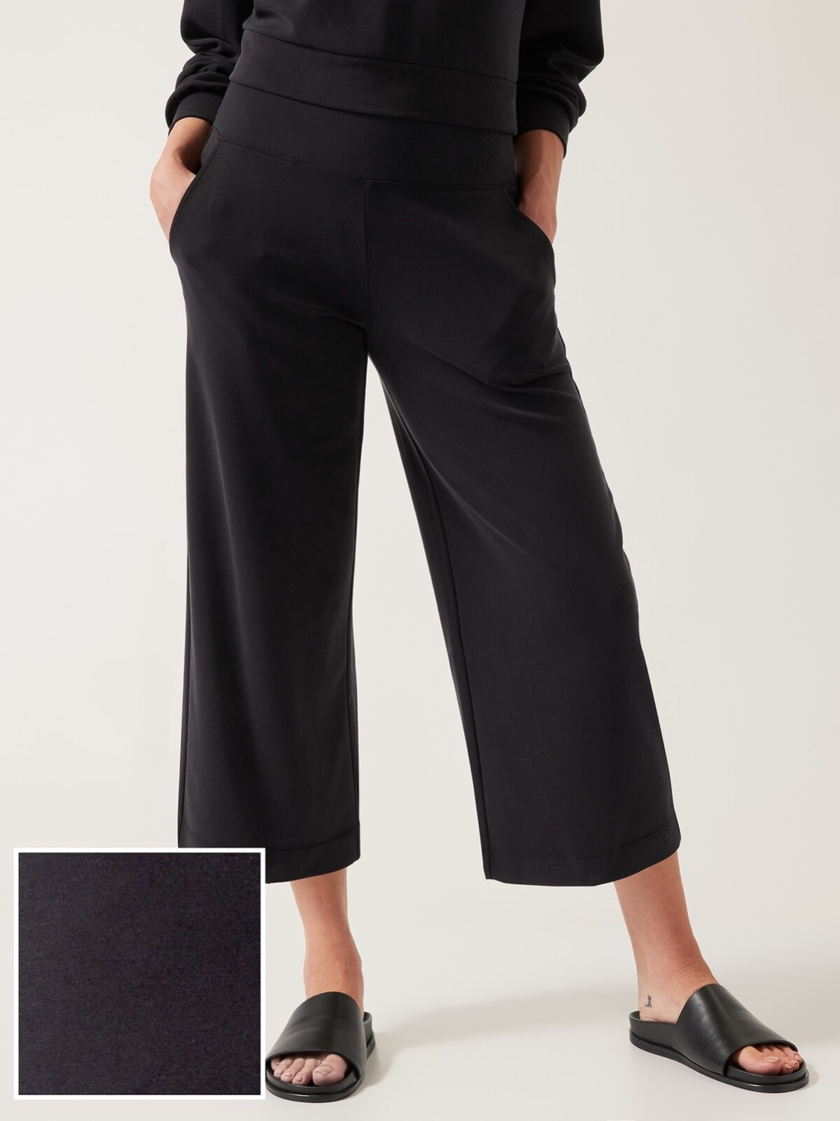 

ATHLETA Широкие укороченные брюки Seasoft XST X-Small Tall XS T | Черный #882621 НОВИНКА