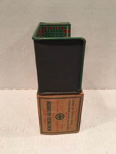 Vintage 1920's Toy Newlywed Bathroom Tin Litho Set. Louis Marx  w/ Original Box