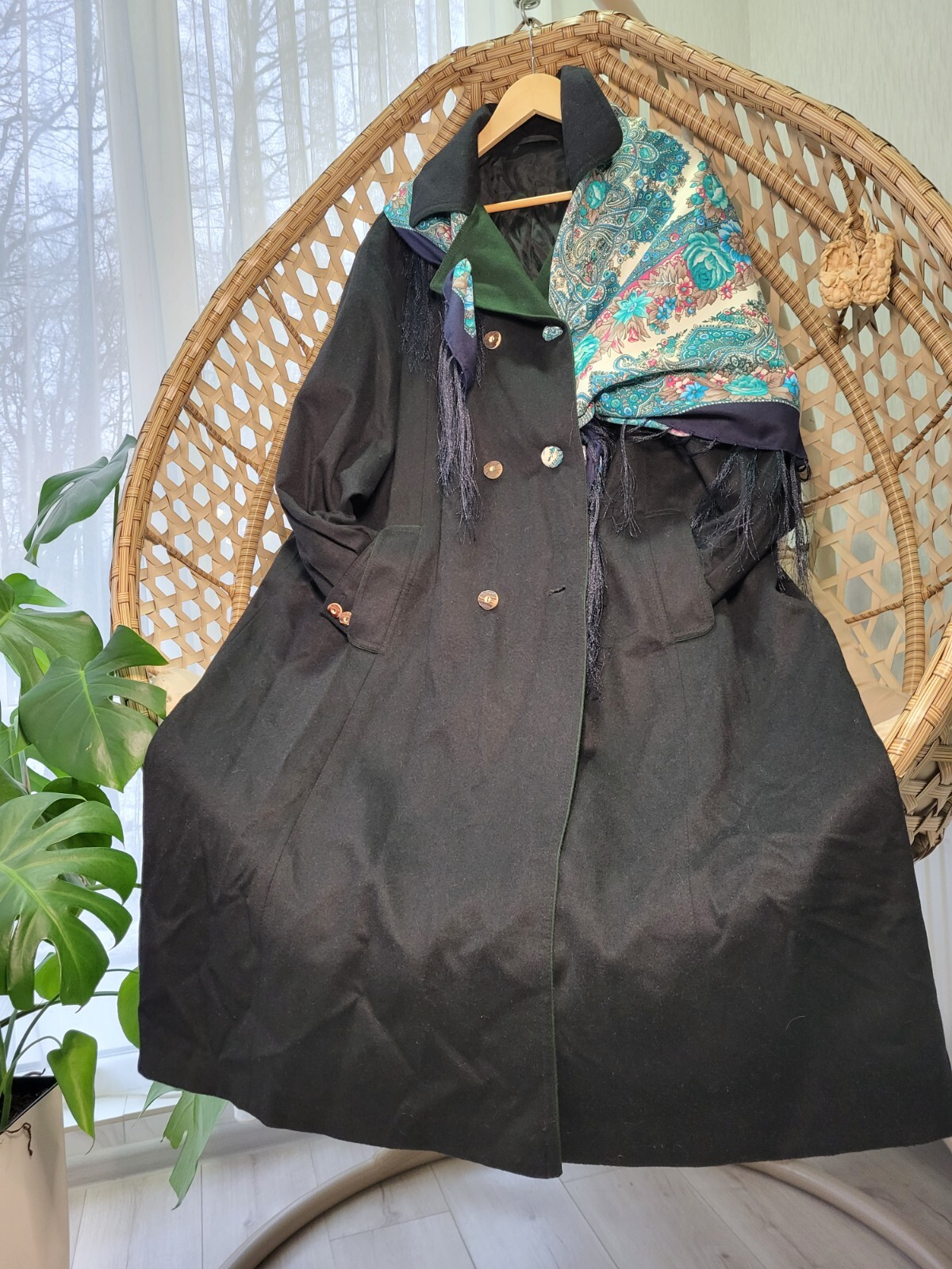 Vtg Wool Women's Trench Coat Long Blazer XXL 56 Bavaria