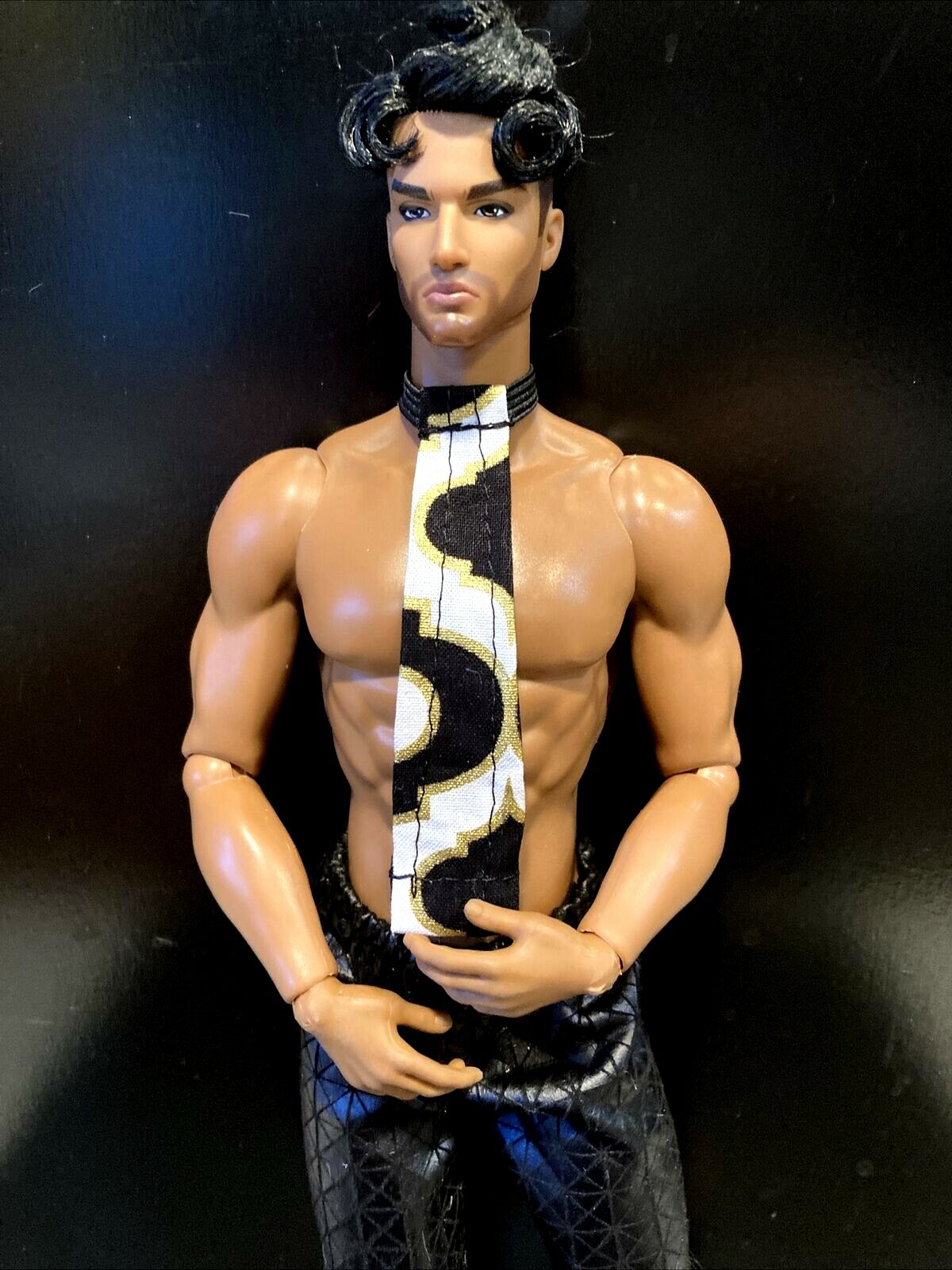 Only 「Adonis」 Collections Tie (Black,White,Gold) fits Integrity/Adonis Dolls, Ken, or