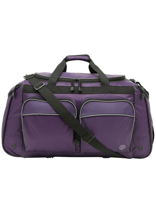 Duffel Bag Travel Purple Storage Side Pocket Adjustable Strap 28-Inch