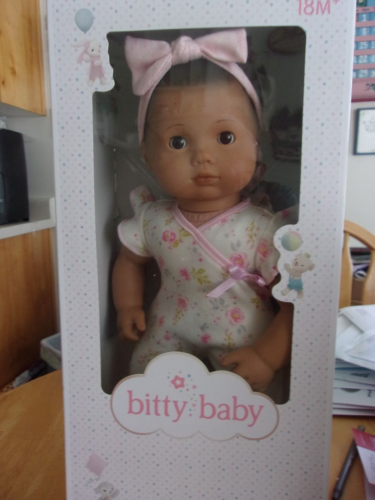 AMERICAN GIRL 15" BITTY BABY DOLL NEVER REMOVED FROM BOX PINK FLOWER & WHITE PJs