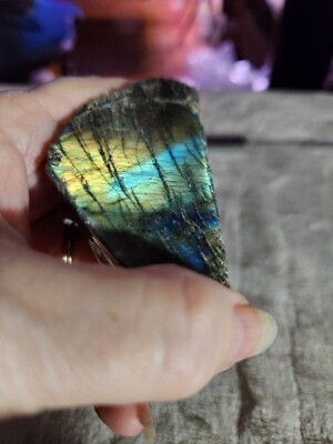 BEAUTIFUL PARTIALLY POLISHED LABRADORITE FREEFORM 130 GRAMS