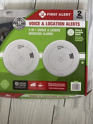 First Alert 2-in-1 Smoke/CO Alarms 2-Pack Voice and Location Alerts 1046805