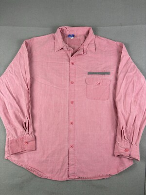 Vintage Ocean Pacific Shirt Size Large Pink Button Up Longsleeve Surf Skate 80s