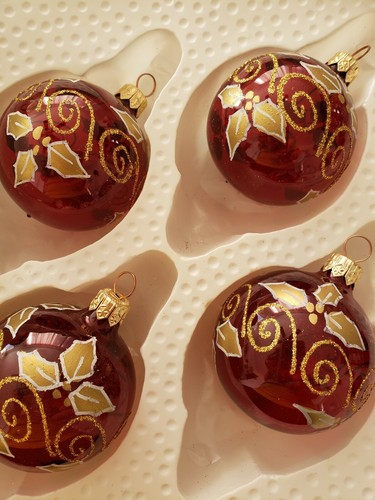Rauch Burgundy Gold Glass ornaments Ball lot 14-Victoria-Krebs?