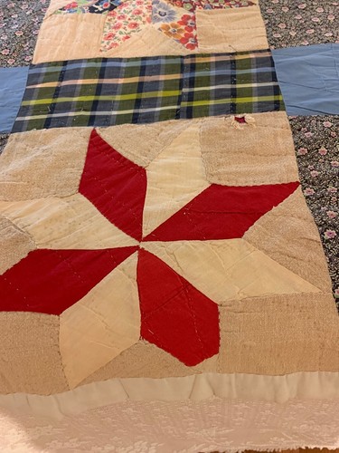 Vintage Star Patchwork Cotton Quilt 86” By 72”