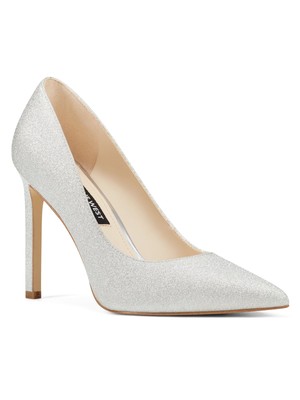 

NINE WEST Женские белые кожаные туфли-лодочки без шнуровки Tatiana с острым носком на шпильках 9,5 м, Белый, 60289666