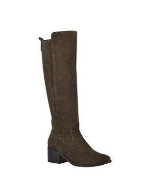 Женское зеленое замшевое платье MARC FISHER с круглым носком на наборном каблуке и застежкой-молнией для верховой езды 7